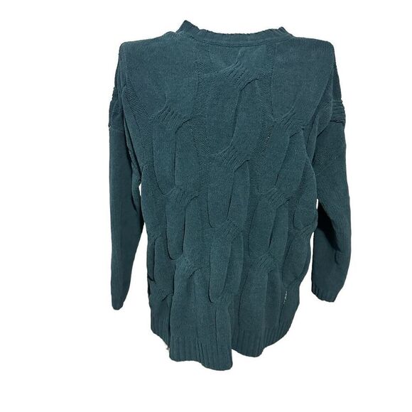 Excellent CONDITION WOMEN J. Jill Chenille Dark Green Crewneck Cable Knit Pullov - Picture 10 of 12